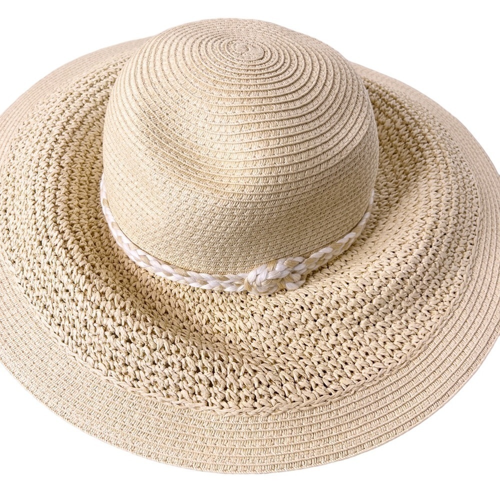 J. CREW Factory NWT Straw Floppy Hat with Wrapped Rope Size Small / Medium - Picture 4 of 13